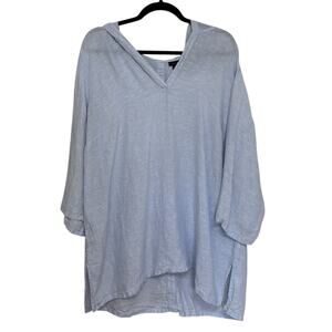 Tahari 100% Linen Lightweight Hoodie in Light Blue - Size 1X